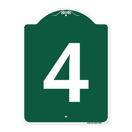 Signmission Designer Series Sign-Sign W/ Number 4, Green & White Aluminum Sign, 18" x 24", GW-1824-22895 A-DES-GW-1824-22895